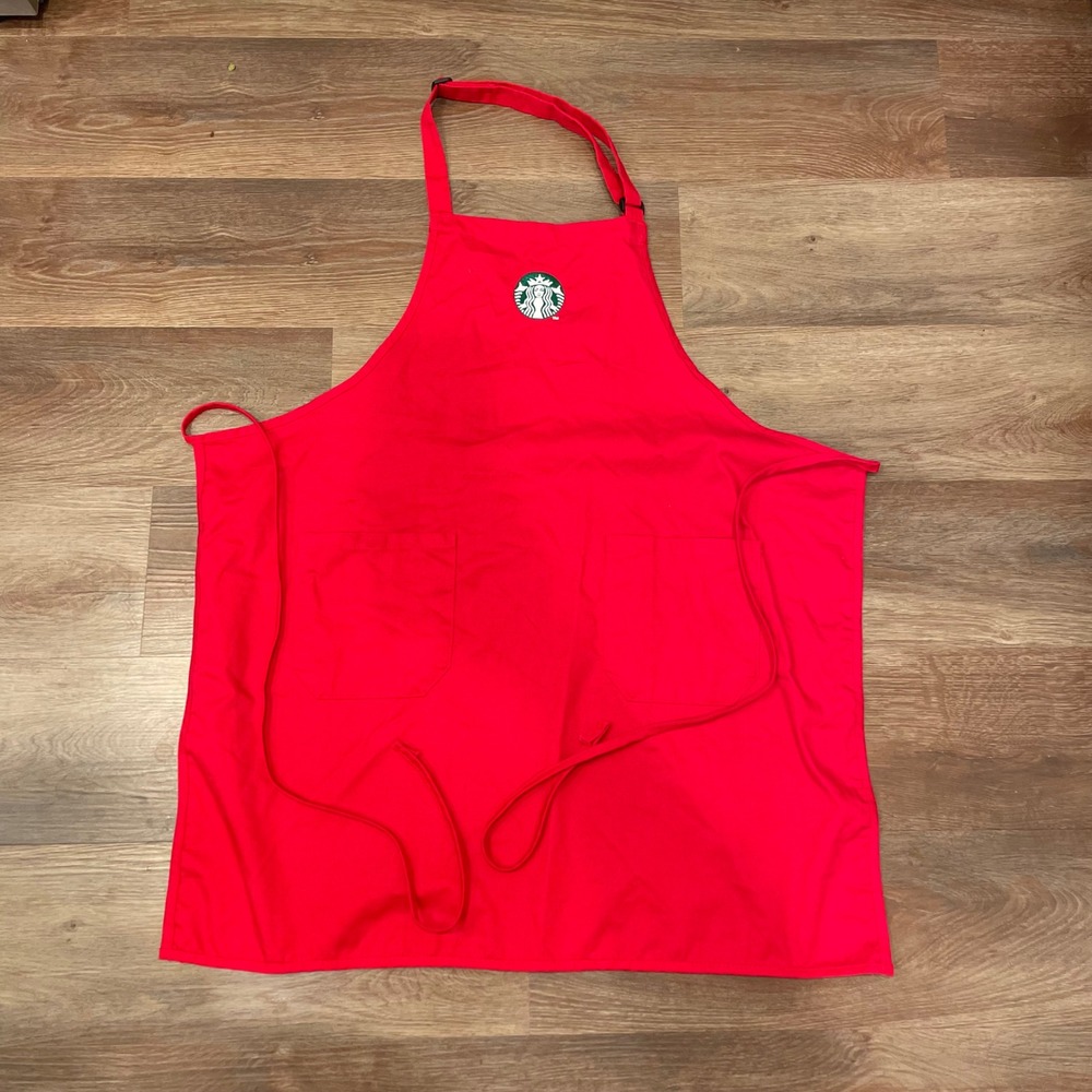 Starbucks Red Holiday Apron Barista Uniform Embroidered Siren Logo Two Pockets‎
